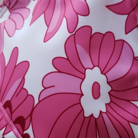 FERBIA Falbala High Waisted Ruffle Accented Bikini in Rose Red Size L - Picture 9 of 15